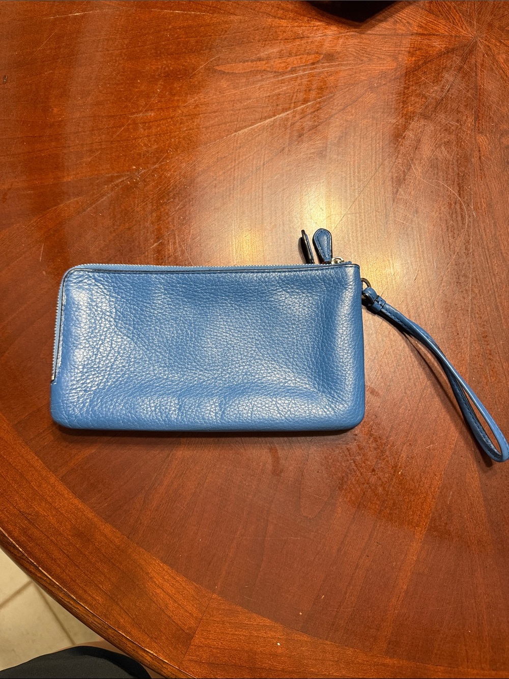 Coach Blue Leather Wristlet Clutch - Women's Compact Wallet